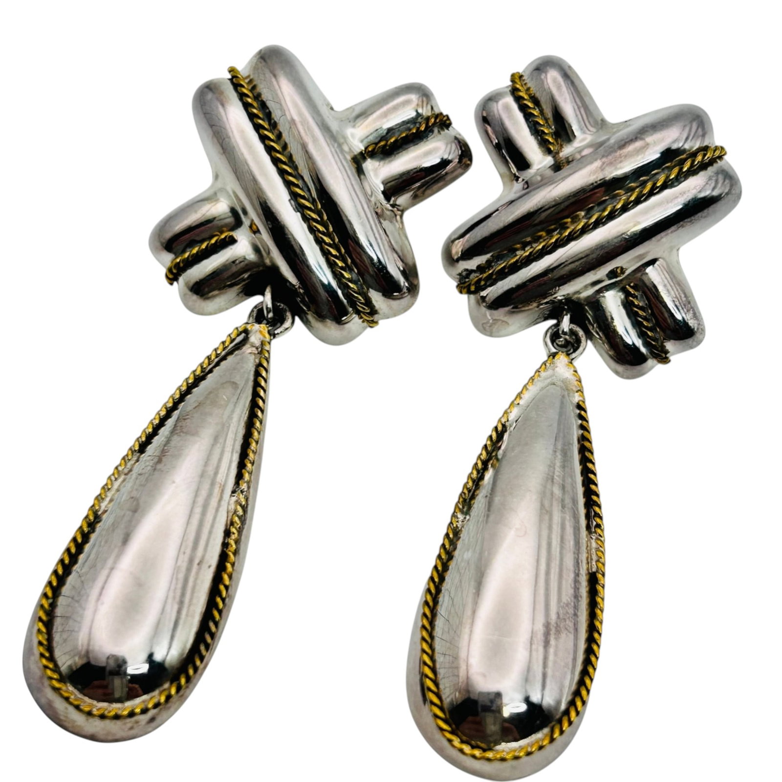 Taxco Latui Tu-92 Mexico X Dangle Earrings 26.24 G: Taxco Latui Tu-92 Mexico X dangle earrings 26.24 g