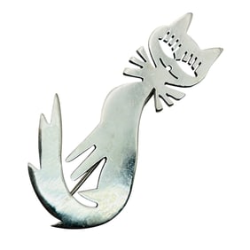 Taxco Ta-109 Mexico Sterling Cat Brooch 8.94g