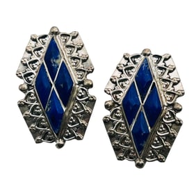 S Wallace Zuni Lapis Lazuli Sterling Earrings 3.91 G