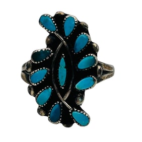 Navajo Sterling Turquoise Ring Size 6.5, 3.5 G