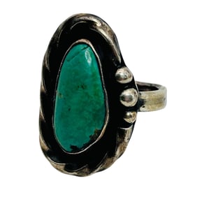 Navajo STAND Sterling Turquoise Ring Size 6.5, 8.37 G