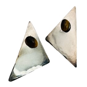 LVH Native Sterling Tigers Eye Geometric Earrings 2.74 G