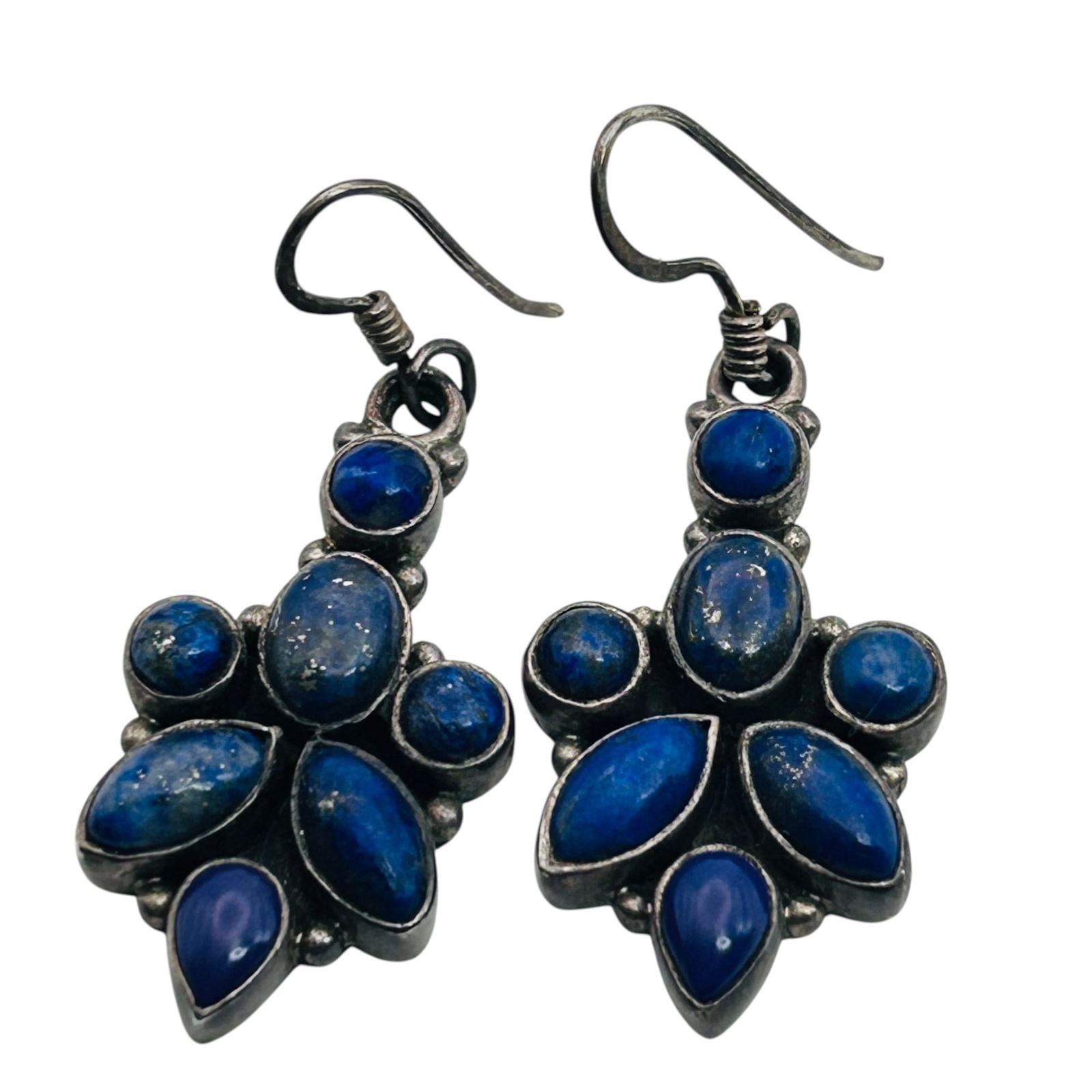 Southwest Lapis Luzili Sterling Dangle Earrings 8.88g (1 of 6)