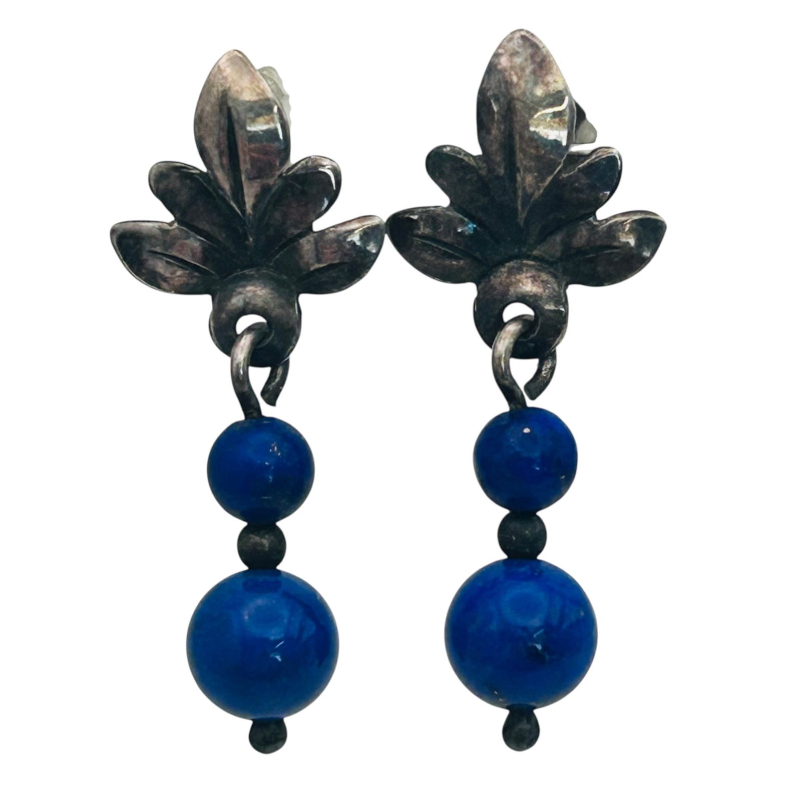 Southwest Lapis Luzili Sterling Dangle Earrings 2.18 G (1 of 5)
