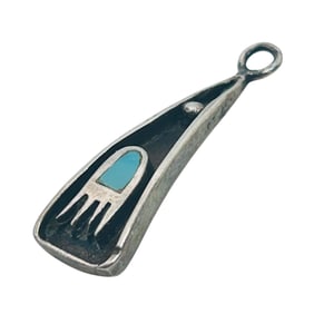 Native Sterling Turquoise Bear Paw Pendant 2.39