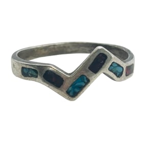 Southwest Crushed Turquoise Ring Size 8, 1.89 G