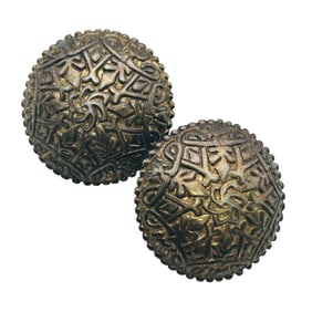 Southwest Solid Sterling Carved Medallion Earrings 16.8G