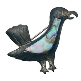 TAXCO AR Mexico, Vintage Abalone Sterling Bird Brooch 2.47 G