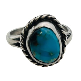 Navajo Sterling Turquoise Ring Size 5, 3.58 G