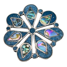 TAXCO Sterling Abalone  Brooch Pendant 5.32 G