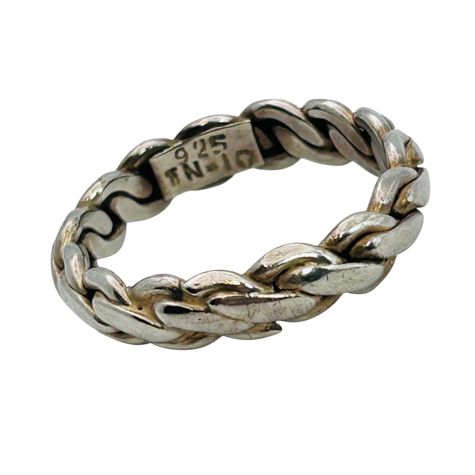 Taxco TN-20 Mexico, Sterling Braided Band Size 9, 4.59 G: Taxco TN-20 Mexico Sterling braided band size 9 4.59 g