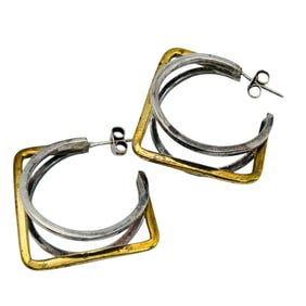 Taxco T4-02 Mexico Geometric Hoop Earrings 13.63 G