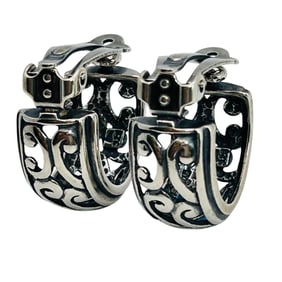 SILPADA Sterling Cut Out Hoop Clip On Earrings 10.91 G