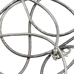 Italy, Sterling Long Round Snake Chain Necklace 11.29 G