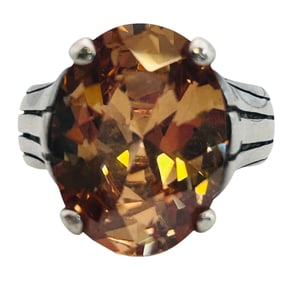 SILPADA Peach Rhinestone Sterling Ring Size 5.5, 9.8 G