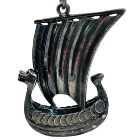 Vintage Sterling Viking Ship Pendant 8.96 G