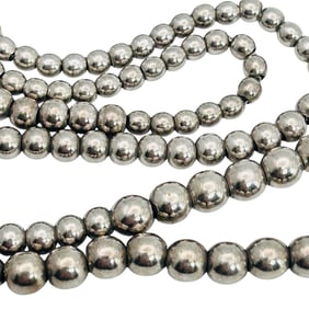 Italy Sterling Graduated Bead And Box Chain Necklace 16.28 G