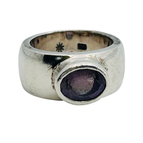 Amethyst Sterling Ring Sun Makers Mark Size 7, 15.56 G