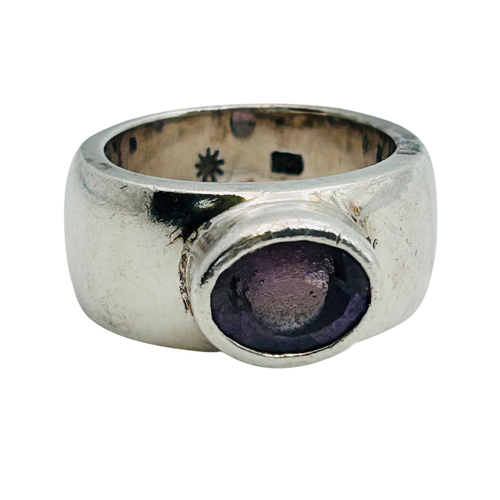 Amethyst Sterling Ring Sun Makers Mark Size 7, 15.56 G (1 of 8)