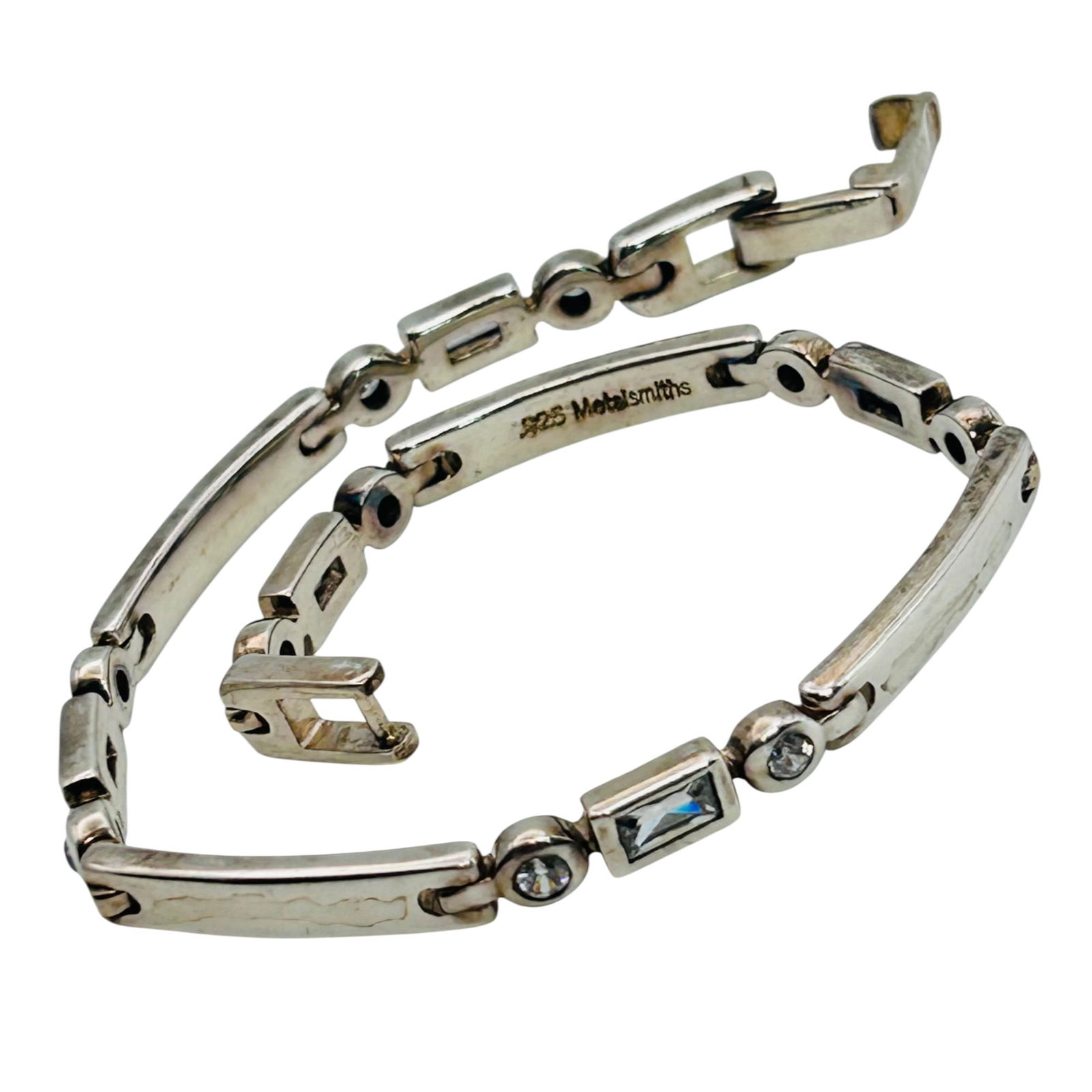 Metalsmith Rhinestone Sterling Hinged Bracelet 14.84 G (1 of 8)