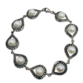 CFJ Pearl, Sterling Oval Linked Bracelet 14.85 G