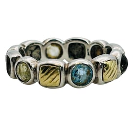 David Yurman Sterling And 750 Gold Gemstone Ring Size 7, 4.82 G