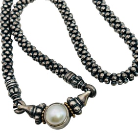 Caviar Pearl 750 Gold And Sterling Necklace 111.96 G