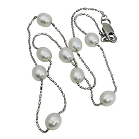Pearl Sterling Necklace 6 G