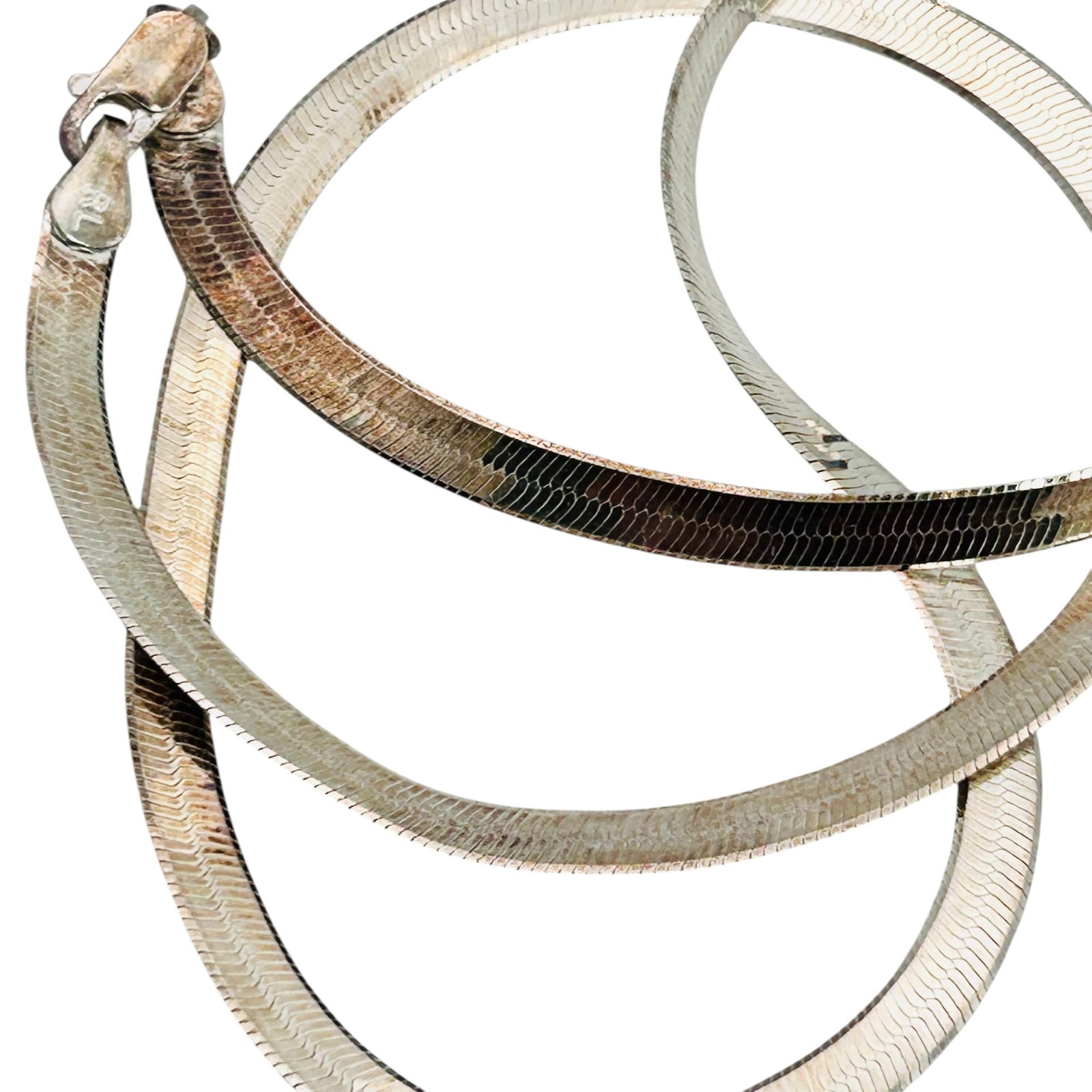 Ralph Lauren Italy, Sterling Flat Snake Chain Necklace 10.42 (1 of 6)