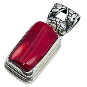 SARDA  Sterling Red Coral Pendant 16.84g