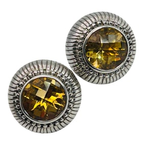 Judith Ripka Citrine Round Earrings 13.34 G