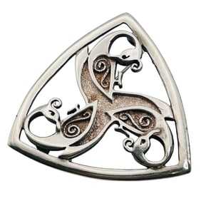 MJD Sterling Tri Birds Of Paradise Brooch 20.48 G