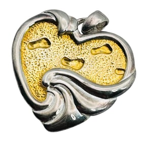 GORHAM Sterling Heart, Footprint Poem, Pendant Engraved 11.93 G