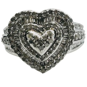 KPJ Moissanite Sterling Heart Ring Size 7, 5.89 G