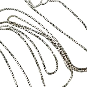 Italy Sterling  Long Box Chain Necklace, 2.45 G