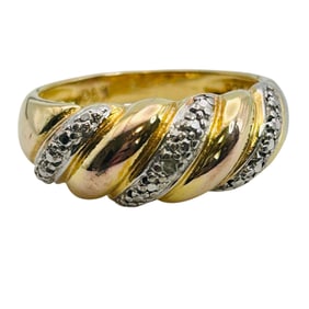 PAJ Tiny Diamond Sterling Dome Ring Size 7, 3.79 G