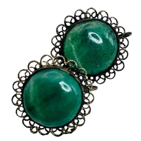 Vintage Emerald Sterling  Screwback Clip On Earring 7.14 G