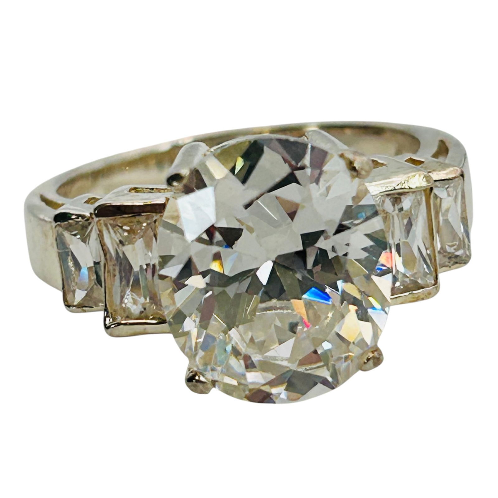 Rhinestone Sterling Statement Ring 5.66 G, Size 7 (1 of 5)