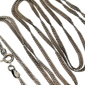 Danecraft Italy Sterling Flat Twisted Long Curb Chain Necklace 6.2 G