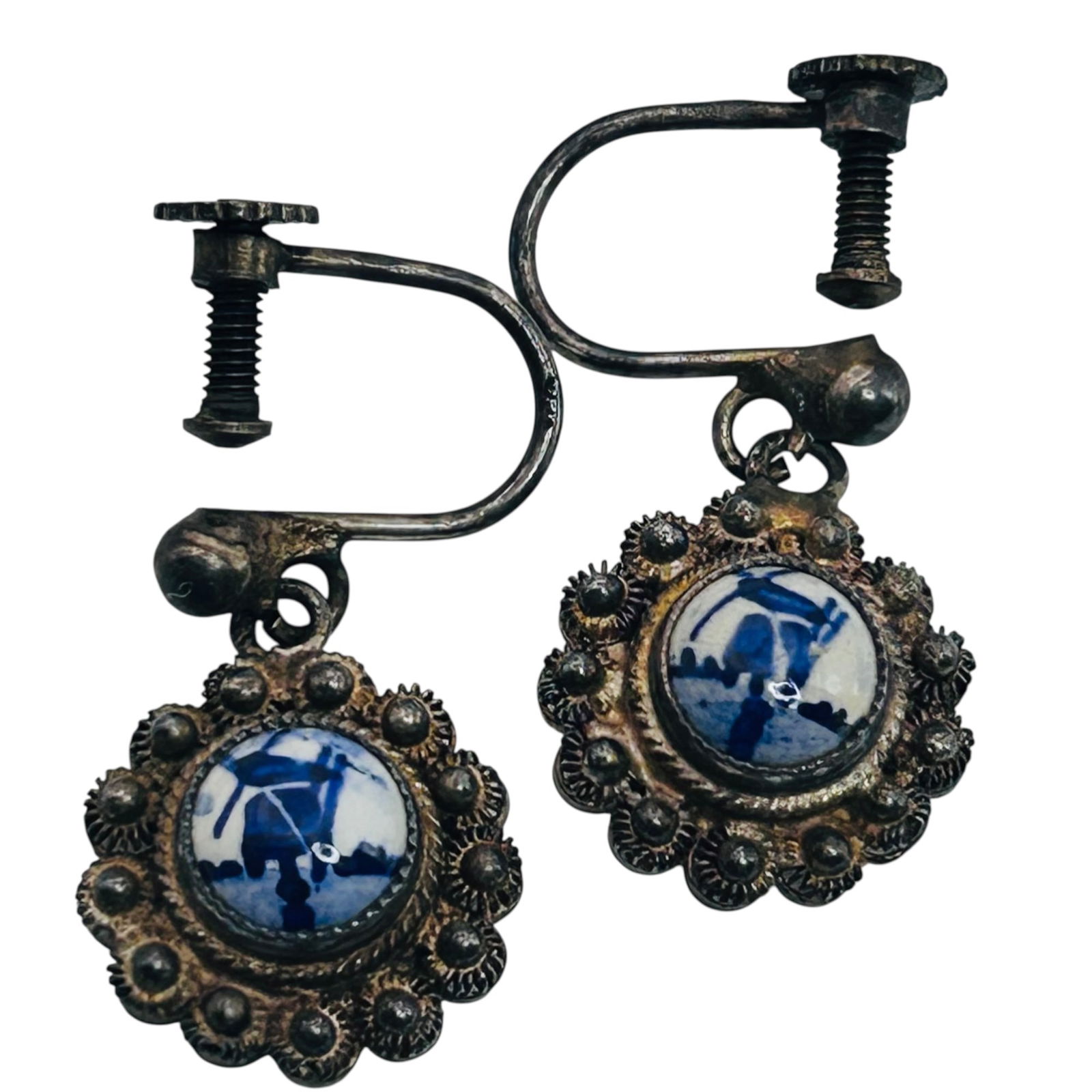 DELPH Sterling Screwback Clip On Earrings 4.93 G (1 of 5)