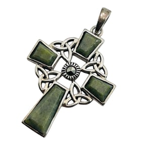 SOLVAR Emerald Sterling Cross Pendant 4.46 G