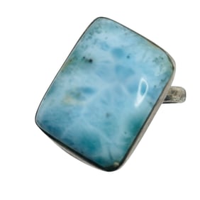 Larimar Sterling Offset Rectangle Ring Size 7, 5.96 G