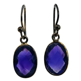 Amethyst  Sterling Dangle Earrings 2.15 G