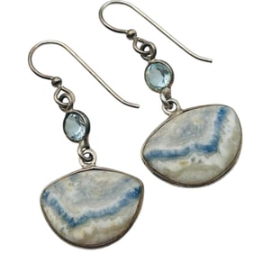 Topaz And Blue Scheelite Sterling Dangle Earrings 4.02 G