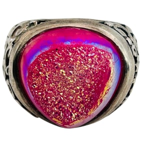 Cobalt Calcite Pink Sterling Statement Ring Size 7, Comma 11.98 G