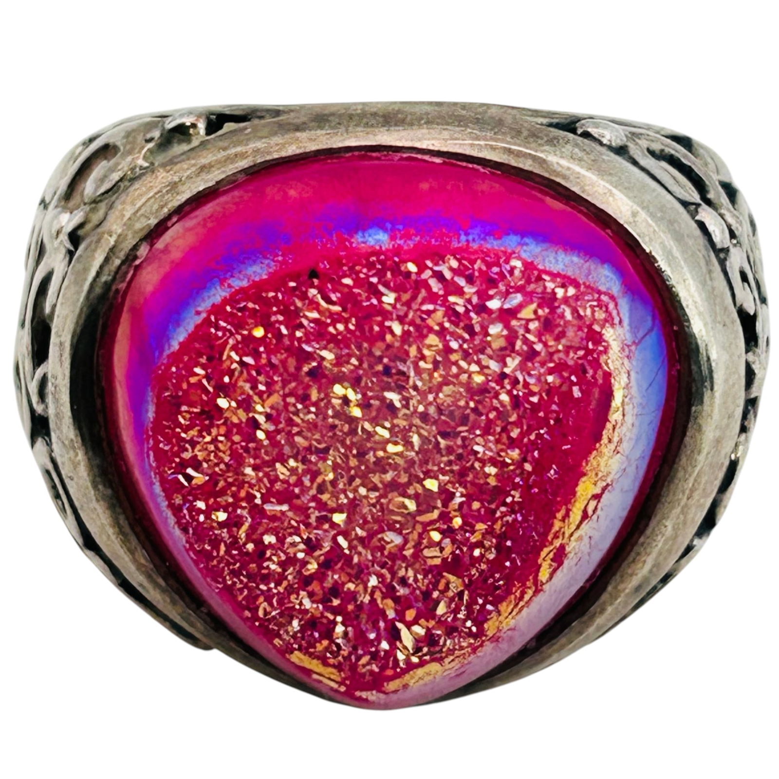 Cobalt Calcite Pink Sterling Statement Ring Size 7, Comma 11.98 G (1 of 8)