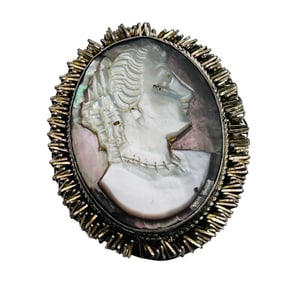 Mexico, Sterling Cameo Brooch Pendant, 4.77 G