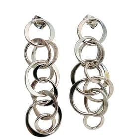 Sterling Interlocking Hoop Dangle Earrings 10.61