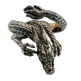 Sterling Wrap Dragon Ring Size 11, 12.26 G