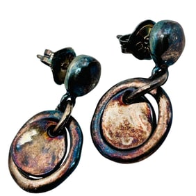 Spain, Handcrafted Uno De 50 Silver Dangle Earrings 8.61 G